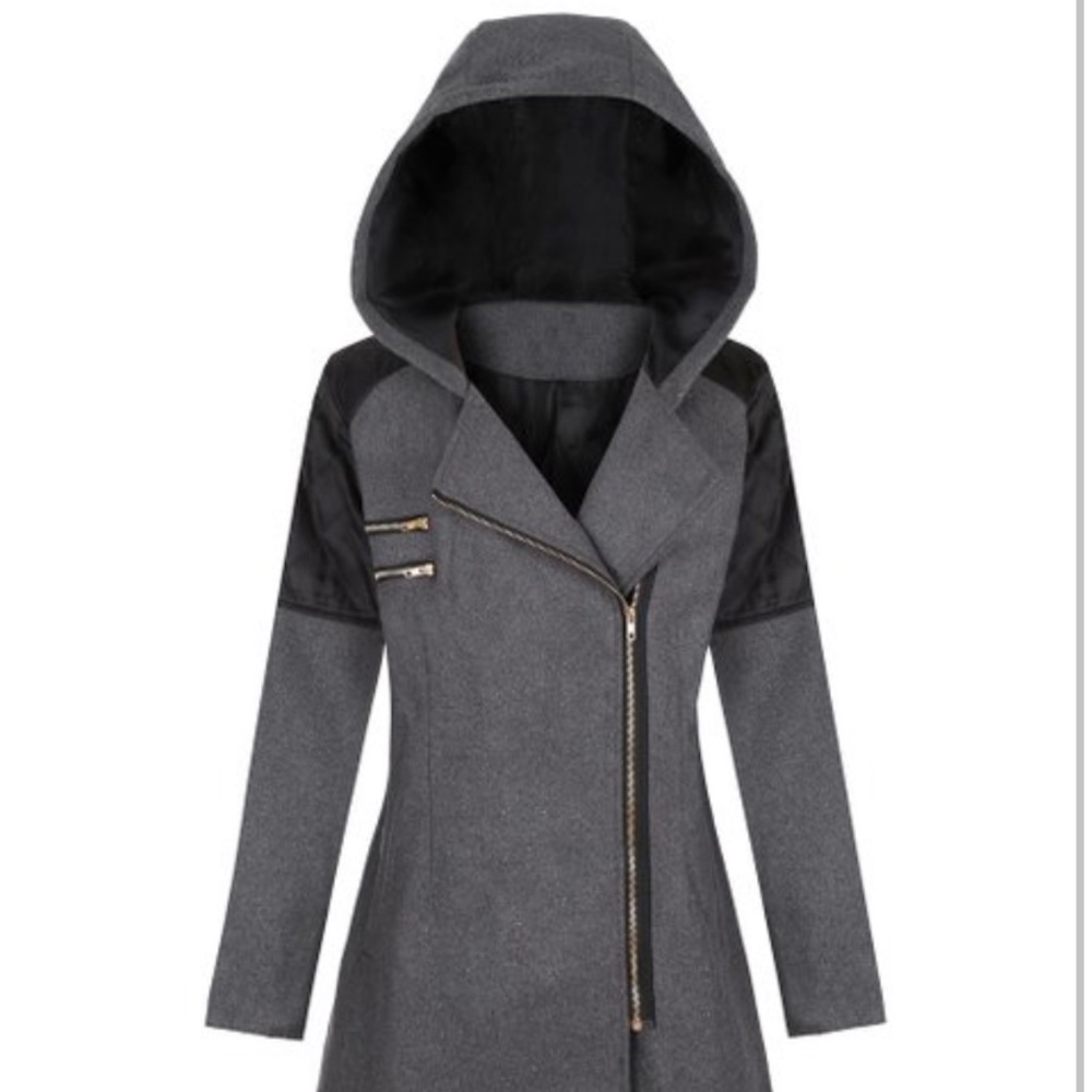 Dark Gray Asymmetrical-Zip Anorak